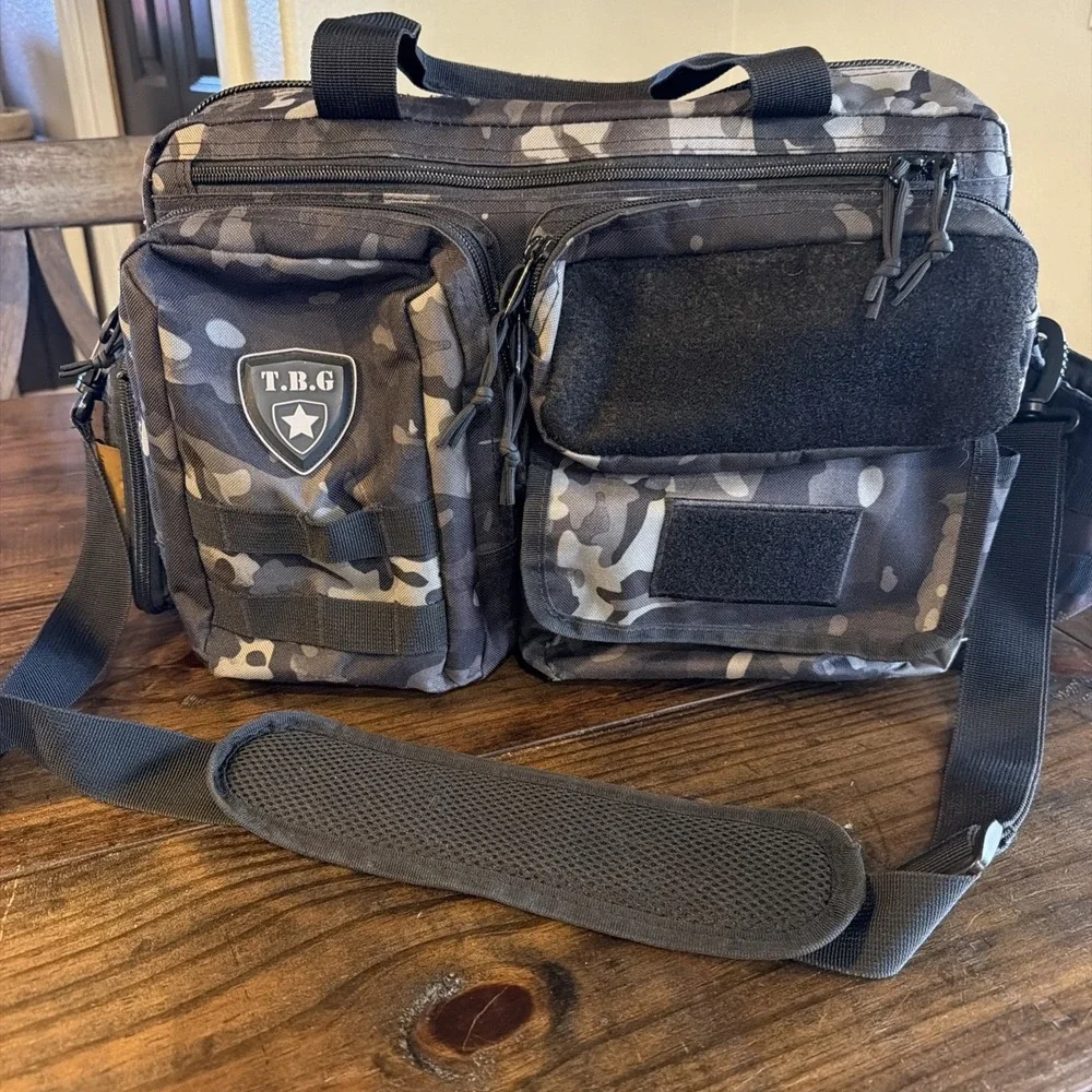 Tactical Baby Gear TBG Diaper Bag Black Camo MOLLE Shoulder Messenger Bag